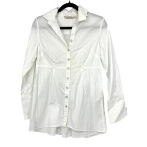 Soft Surroundings Button Front Long Sleeve Shirt Womens Sz XS White Pleated Back
